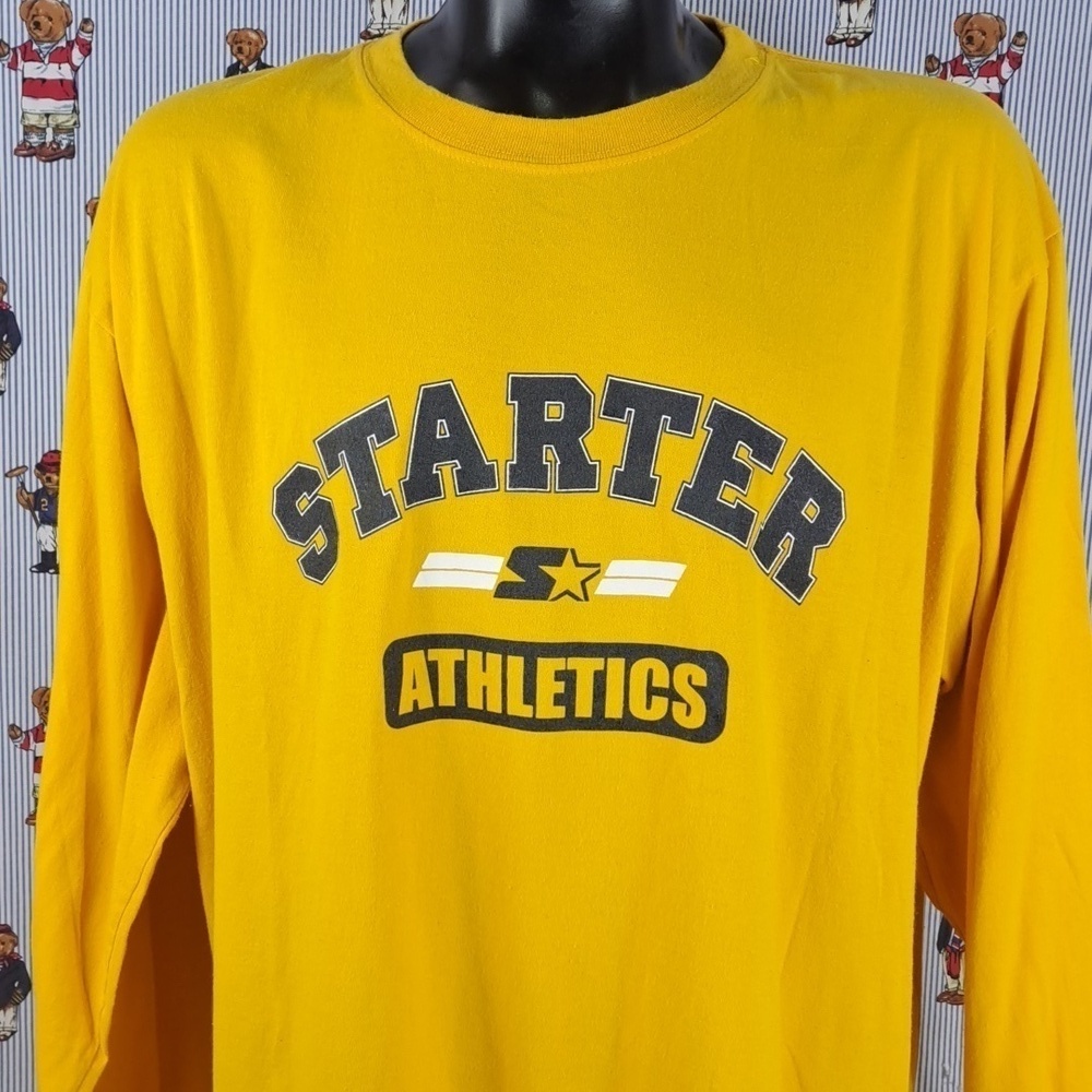 Vintage Y2K Starter Athletic logo graphic yellow & blue long-sleeved XL t-shirt